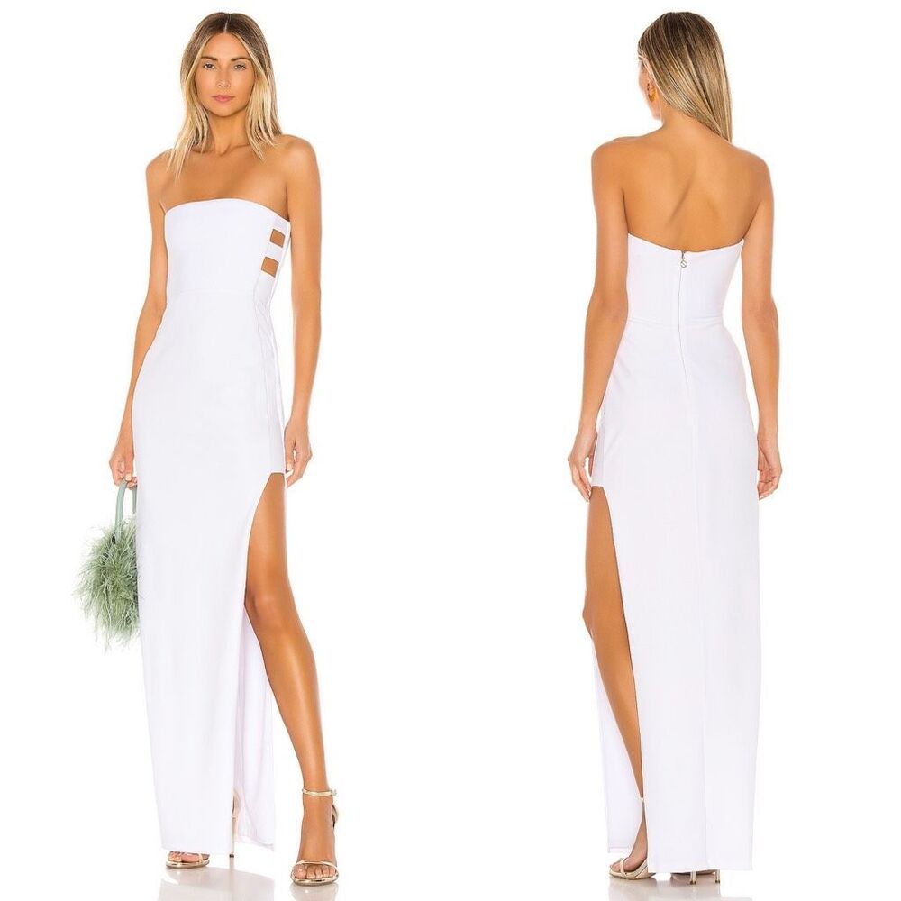 NWT Nookie Strapless Maxi Flaunt Gown White Size Large $240